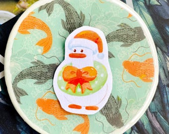 Christmas Goose Sticker: Handmade Kawaii Laptop Decor