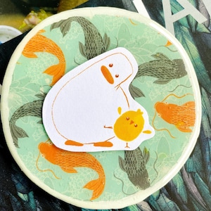 Stickers poulet et oie | Stickers Bullet Journal | Décoration pour ordinateur portable | Sticker mignon d'oie | Sticker Kawaii fait main | Stickers aquarelle