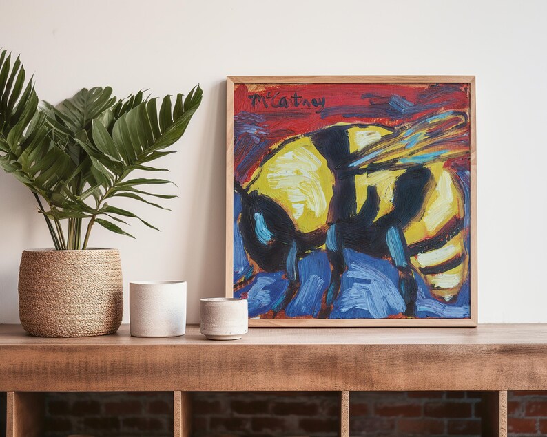 Bumble Bee on CANVAS, Wall Art Print, Oil Painting Print, Wall Art