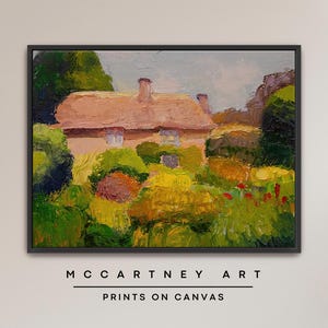 English Cottage on CANVAS, Wall Art Print, Oil Painting Print, Wall Art Framed Canvas, Wall Decor