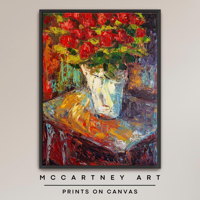 Arrangement on Table on CANVAS, Wall Art Print, Oil Painting Print