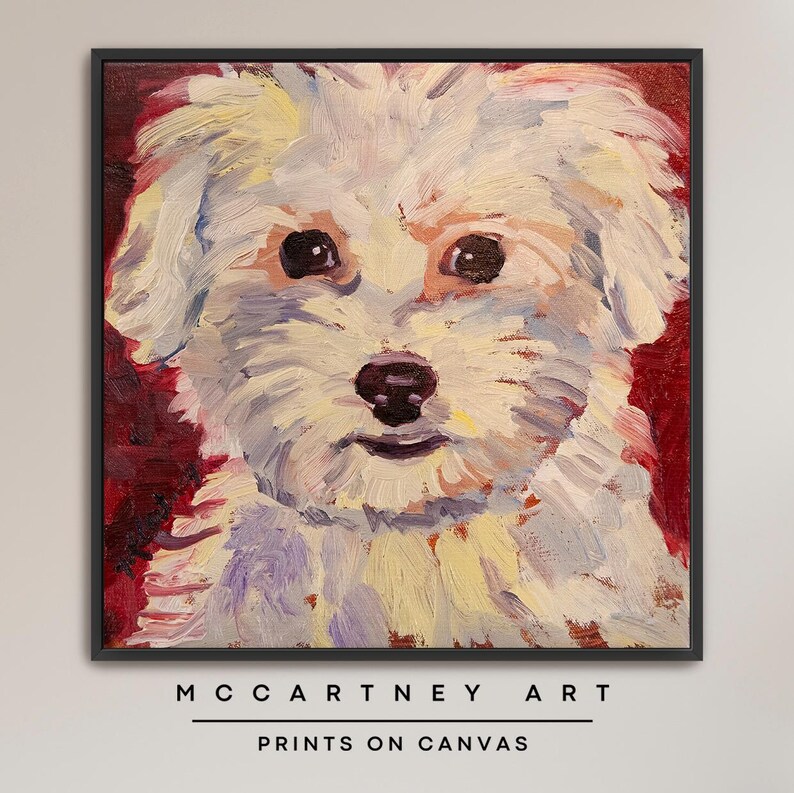 White Dog on CANVAS, Wall Art Print, Oil Painting Print, Wall Art