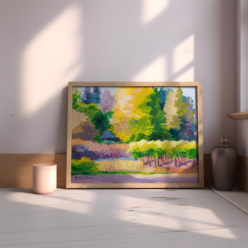 Yellow Vineyard on CANVAS, Wall Art Print, Oil Painting Print, Wall Art