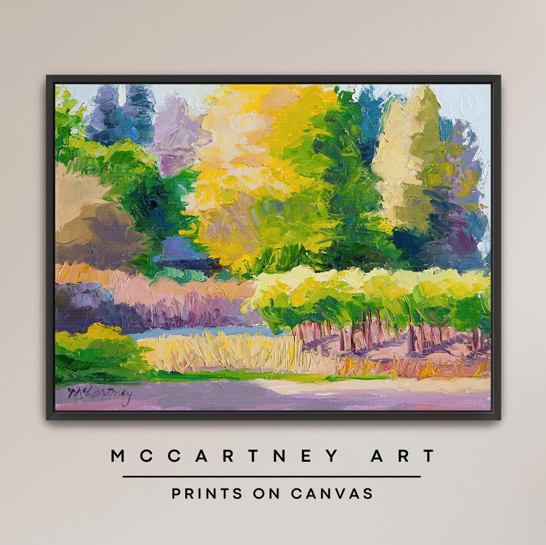 Yellow Vineyard on CANVAS, Wall Art Print, Oil Painting Print, Wall Art