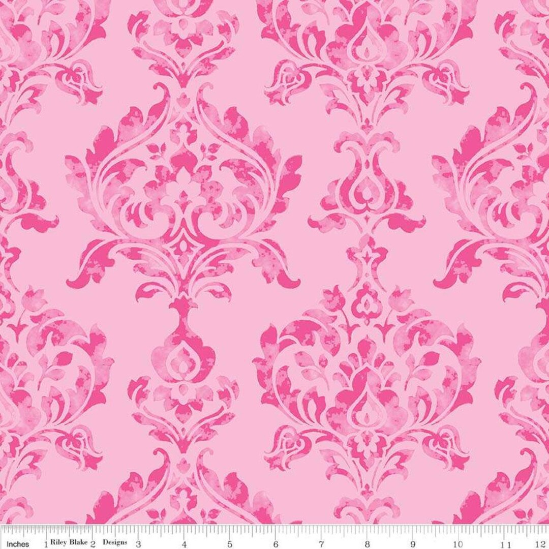 Berkshire Garden Pink Damask Fabric by Lila Tueller for Riley Blake Woven Cotton by the Yard Etsy