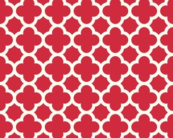 Red Quatrafoil Home Decor Fabric ~ Cotton Duck ~ Riley Blake ~ Sold by the Yard