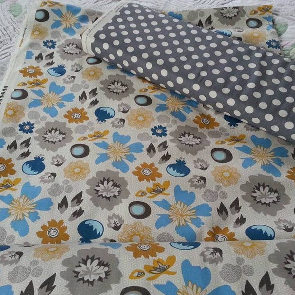 Blue Floral Home Decor Fabric ~ Lost and Found 2 ~ Cotton Duck ~ 57/58" wide ~ Riley Blake ~ Sold by the Yard