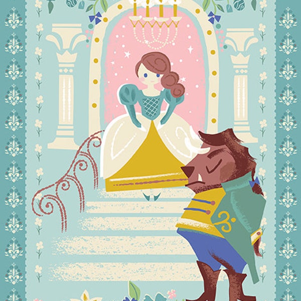 Beauty and the Beast Quilt Panel Blue ~ Jill Howarth for Riley Blake Designs