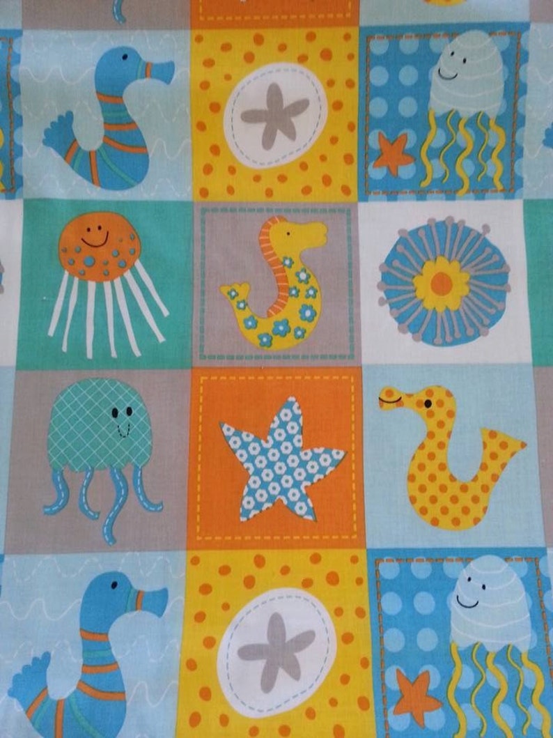 SALE Novelty Sea Life Fabric Panel Fish Seahorses Octopus | Etsy