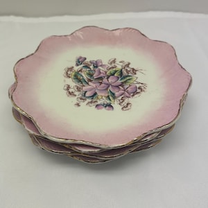 Vintage lavender floral dessert plates-set of four