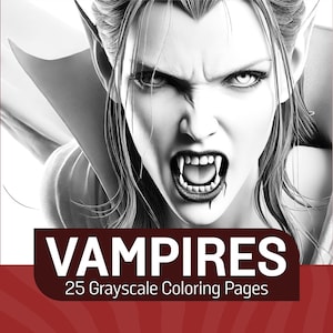 Grayscale Vampire Coloring Pages: Horror Illustrations (PDF Download)