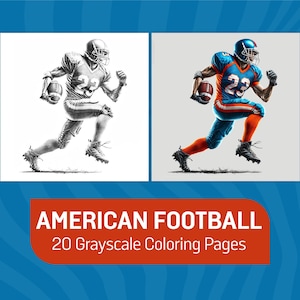 Football Coloring Pages – Grayscale American Football Player Coloring Sheets – Fun for Kids & Adults – American Football Coloring Book PDF