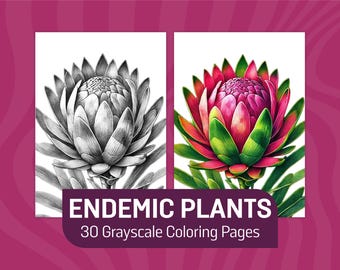 Endemic Plants Coloring Book: 30 Unique Botanical Pages (Instant Download)