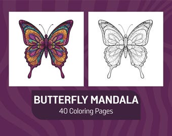 Butterfly Mandala Coloring Pages: 40 Relaxing Designs (PDF Download)