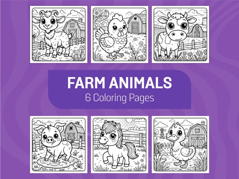 Printable farm animal coloring page featuring simple and fun designs for kids to enjoy.