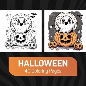 Spooky Halloween Coloring Pages – 40 Fun Designs (Printable Digital Download)