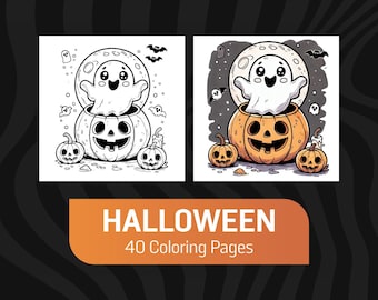Spooky Halloween Coloring Pages – 40 Fun Designs (Printable Digital Download)