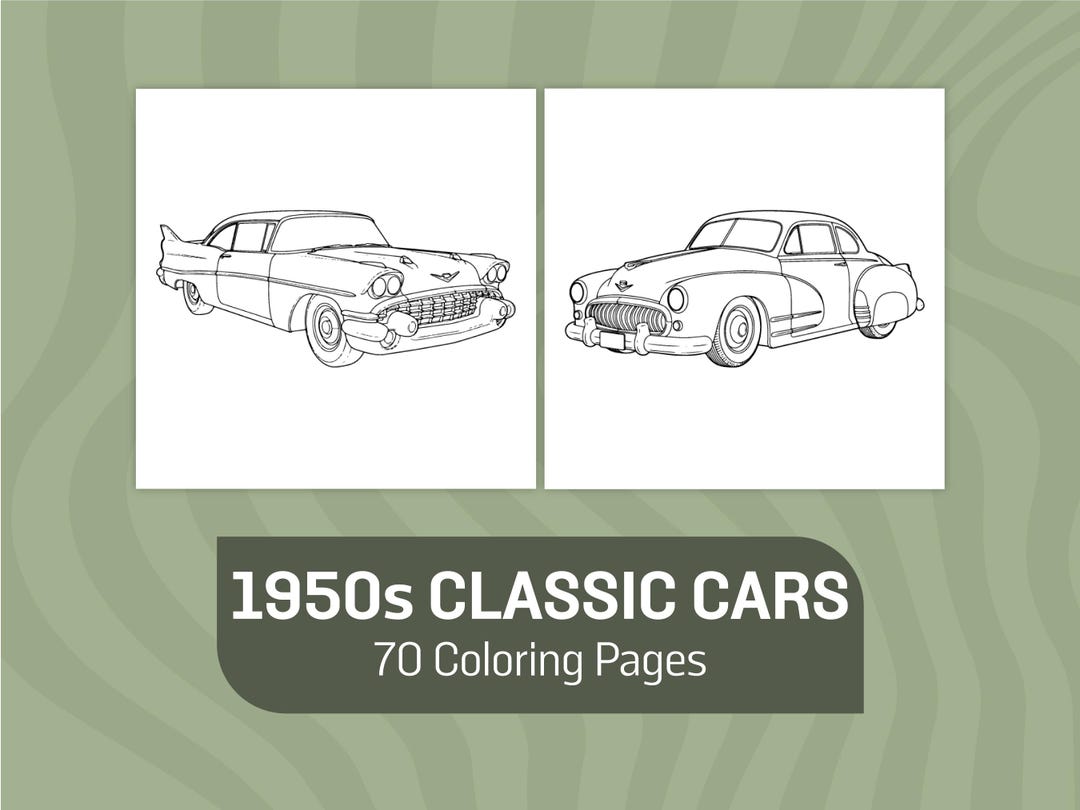 1950s Classic Cars Coloring Pages | Vintage Car Coloring Sheets for ...