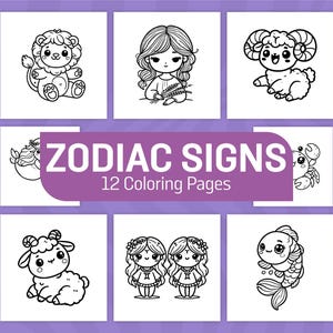 Kolorowanki Znaki Zodiaku – Arkusze Kolorowanek Astrologicznych dla Dorosłych i Dzieci | Kolorowanki Antystresowe, Relaksujące | Słodkie Kolorowanki Znaki Zodiaku PDF