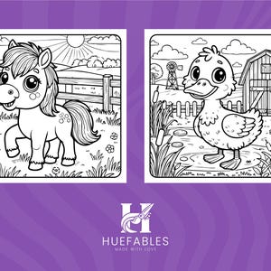 Fun and easy-to-color farm animals, perfect for kids to explore and learn about farm life.
