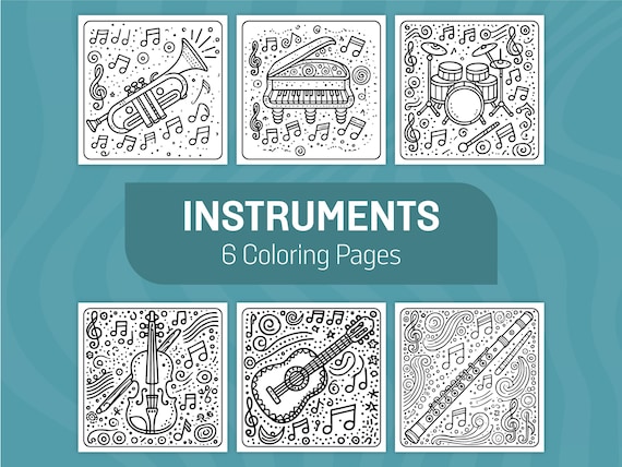 Musical Instruments Coloring Pages: Kids' Printable Activity (PDF)
