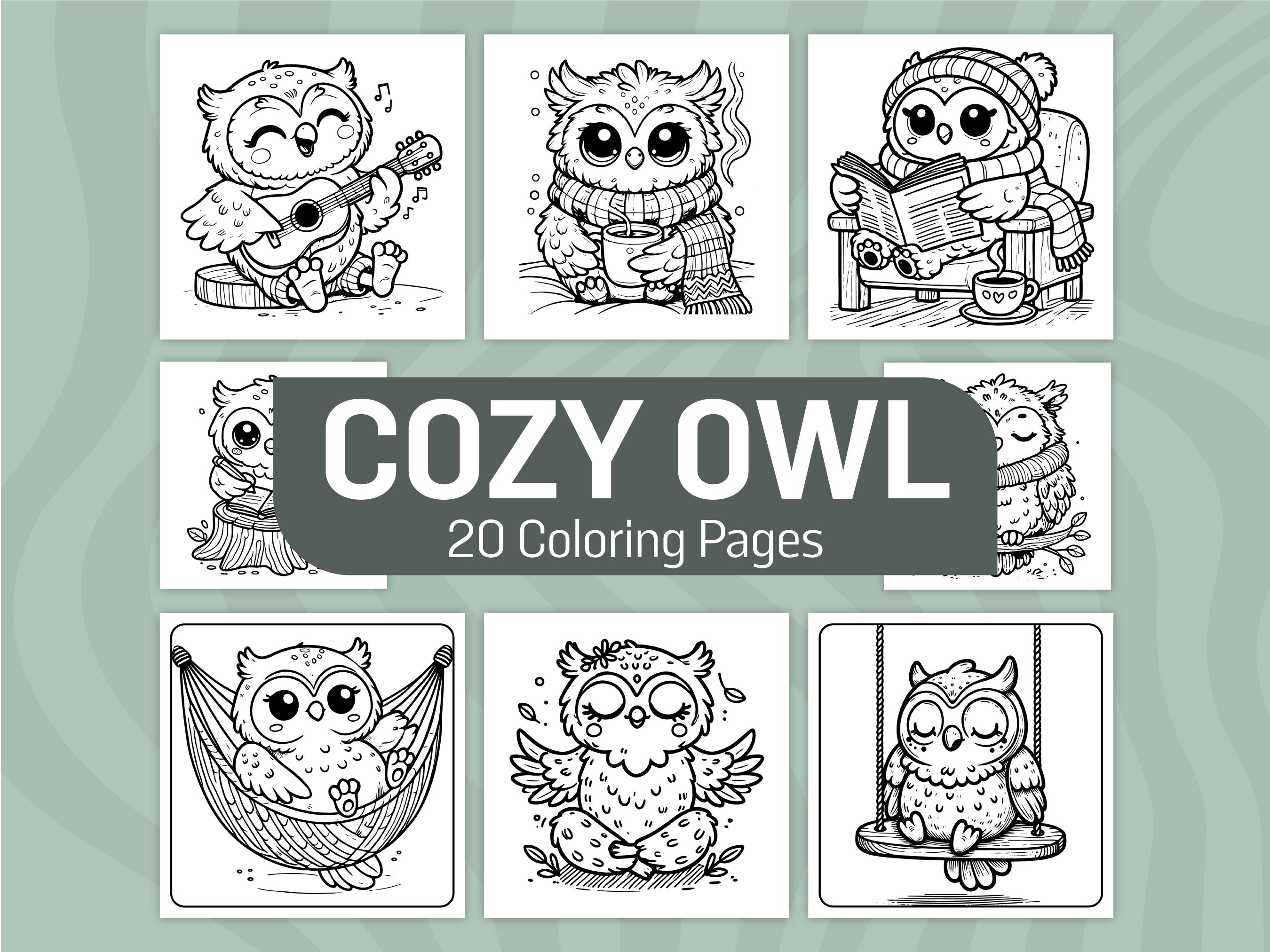 Cozy Owl Coloring Book | 20 Pages, Kids & Adults (Digital Download