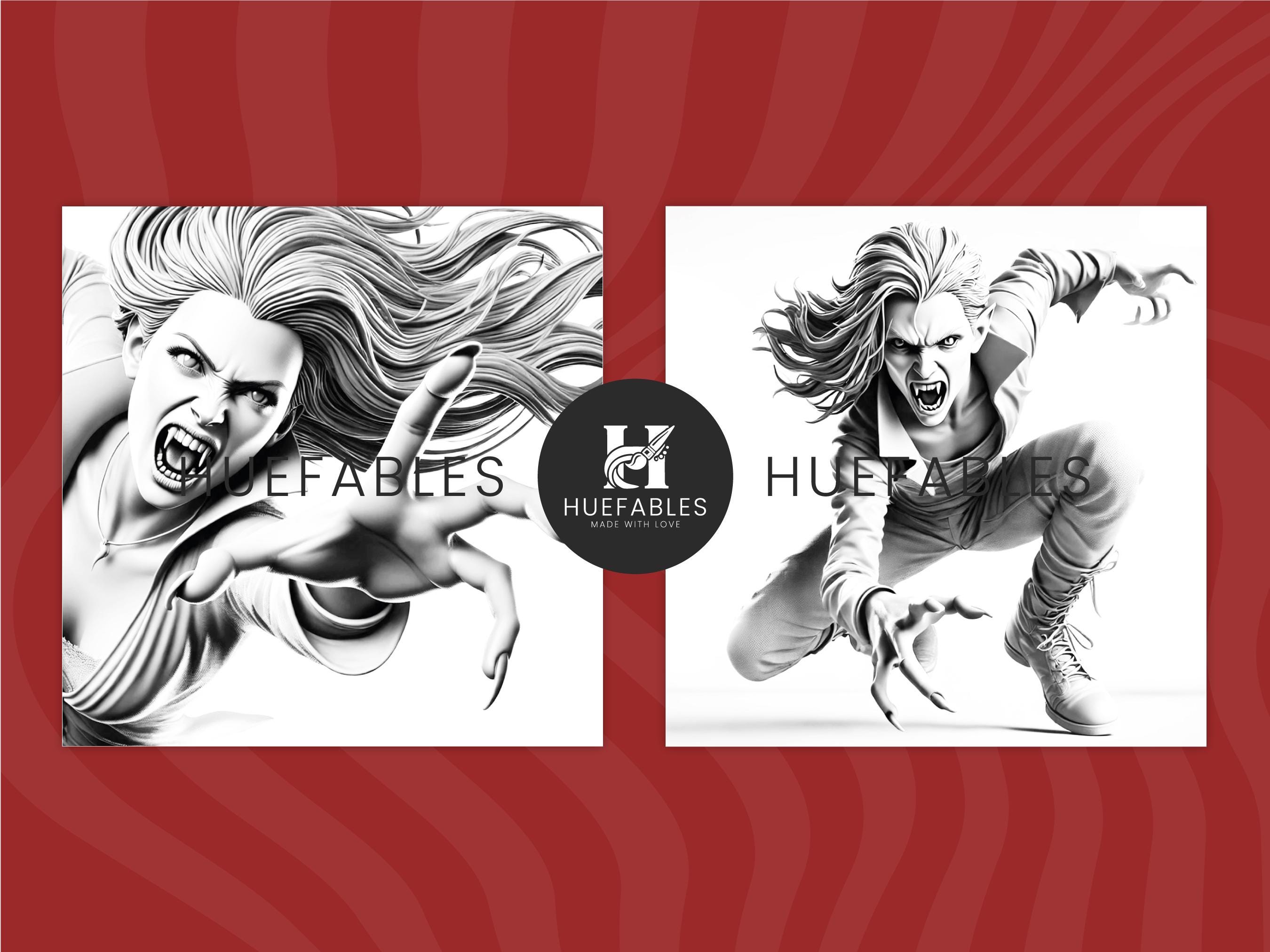 Grayscale Vampire Raphael Grayscale Vampire Coloring Pages: Horror Illustrations (PDF Download ...