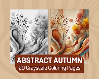Abstract Autumn Coloring Pages: Grayscale Fall Art (PDF)