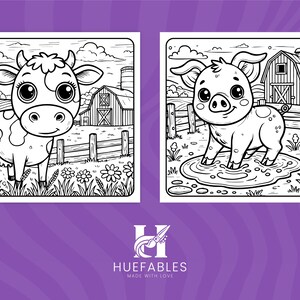 Instant download farm animals coloring book page, ideal for creative and educational activities.