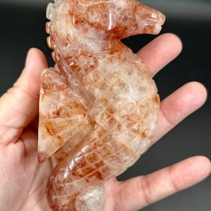 Fire Quartz Seahorse Crystal Carving