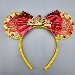 Mickey Minnie mouse ear headband disney beauty and the beast belle rose adult kids