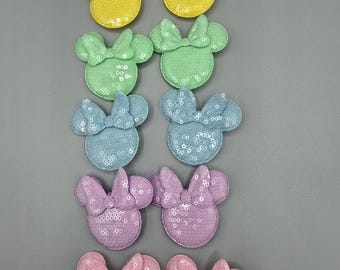 mouse sequin bow hair clip 5 color options