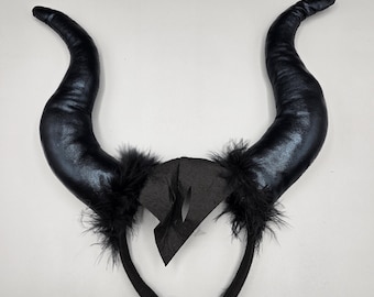 Maleficent horns mouse ear headband villain sleeping beauty stuffed horns adult kids