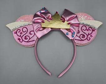mouse ear headband pink princess aurora crown sleeping beauty adult kids