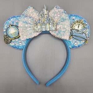Mickey Minnie mouse ear headband disney princess Cinderella carriage slipper clock castle adult kids