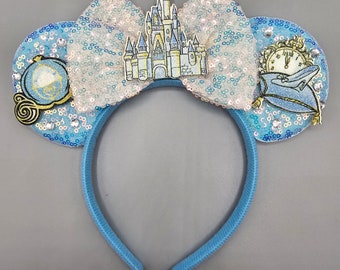 Mickey Minnie mouse ear headband disney princess Cinderella carriage slipper clock castle adult kids