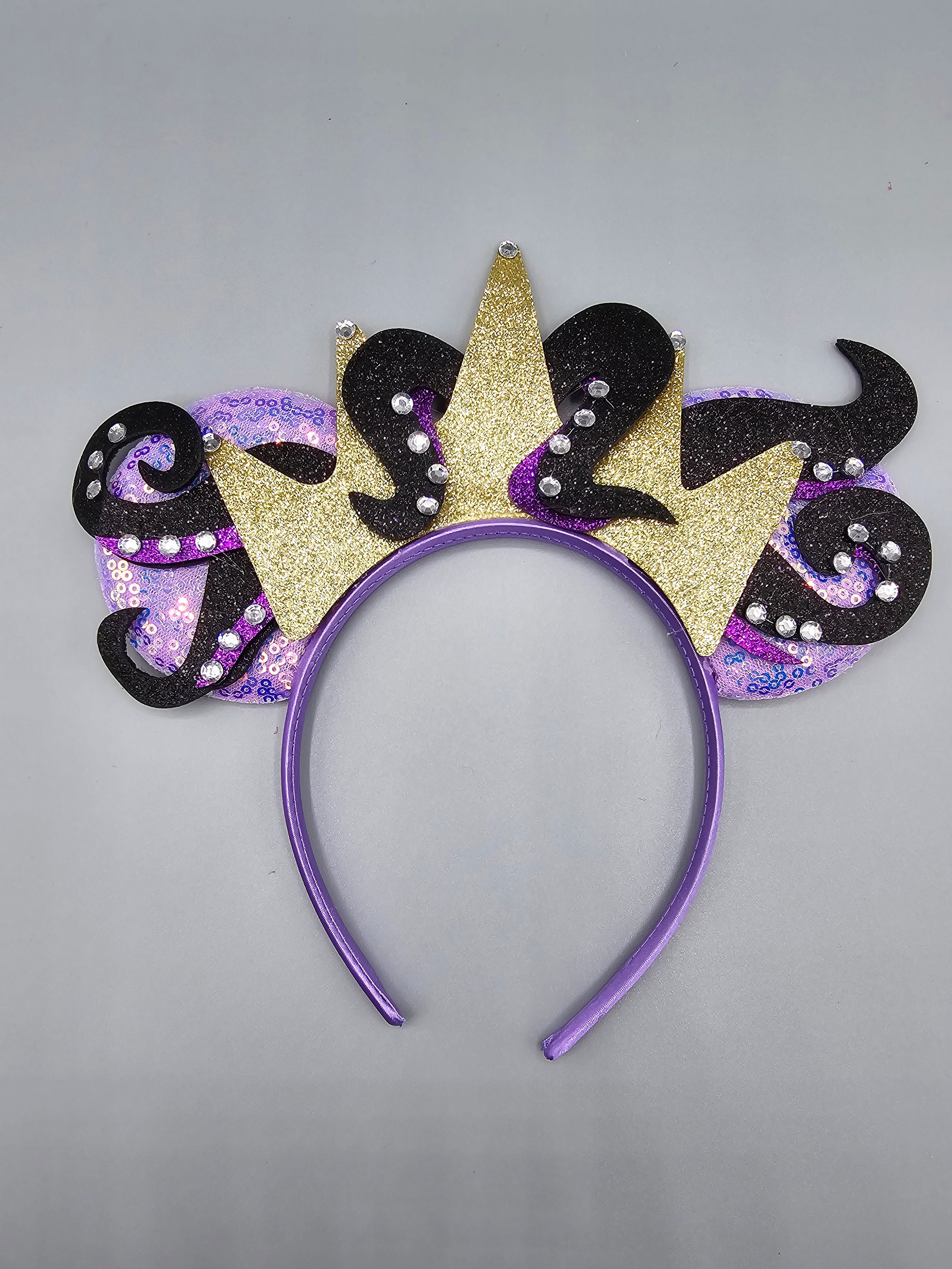 Purple and Black Sequin Headband with Gold Crown - Villian inspired Black Villain Crown - Etsy main image 2