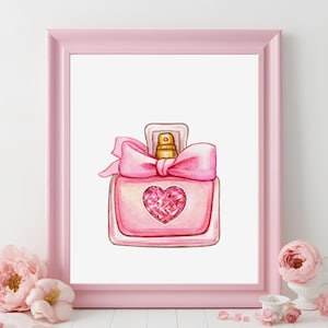 Pink Perfume Bottle Print, Fashion Wall Art, Girl Boss Office Decor, Vanity Printable Wall Decor, Fashion Glam Printable - Chic Girly Decor