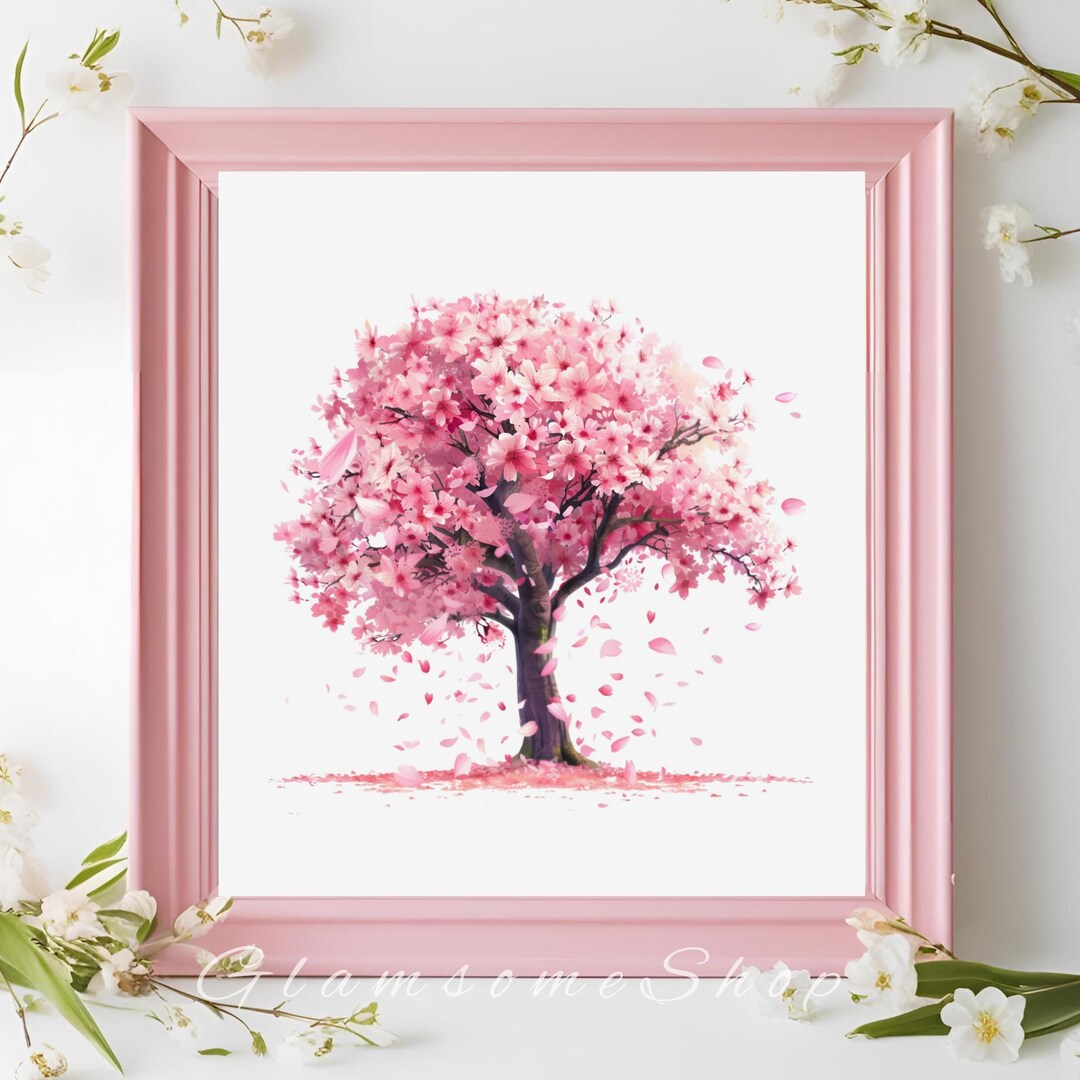 Pink Cherry Blossom Tree Print – Elegant Sakura Wall Art (digital ...