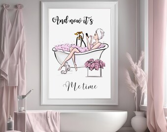 Woman in Bathtub Print, Spa Salon Poster (Digital Download)