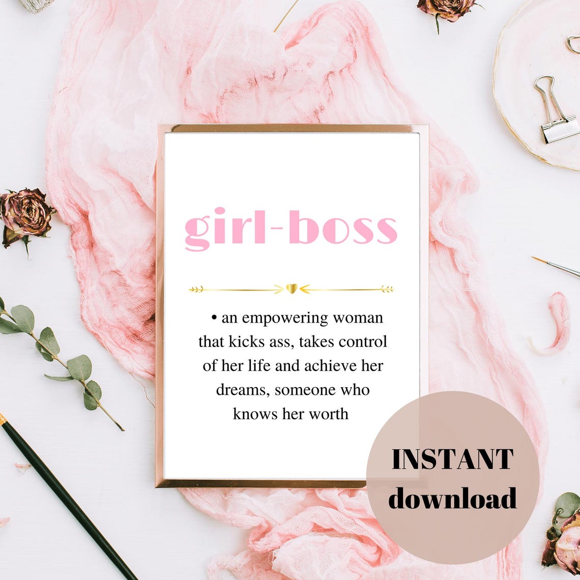 Girl Boss Definition Print, Boss Lady Definition Printable Wall Art ...