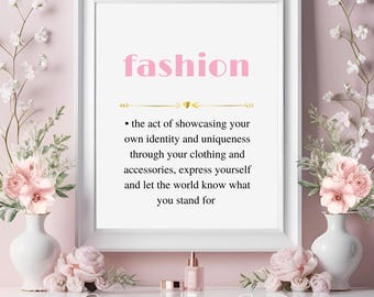 Fashion Definition Print, Stylish Pink Gold Wall Art (Digital Download)