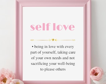 Self Love Definition Print, Rotgold Typografie (Digitaler Download)