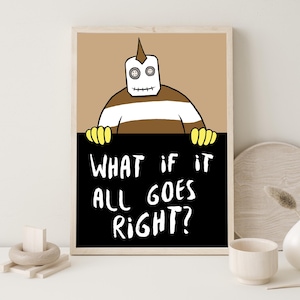 Arte de pared con cita de dibujos animados de Brown / Póster de cita inspiradora para el hogar y la oficina: decoración de pared inspiradora ideal para soñadores