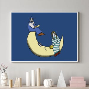 Compañeros de Luna Creciente / Figuras celestiales de la Amistad de Ensueño - Póster de pared inspirador para vibras positivas
