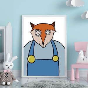 Fox puppet wall art | whimsical animal poster for kids - inspirational wall decor and art for kids