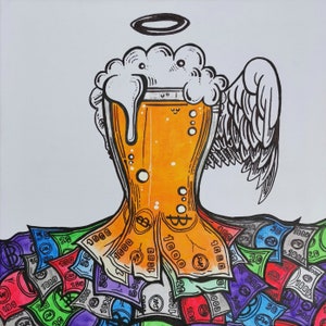 CAN'T FLY akryl i marker na płótnie 40*40