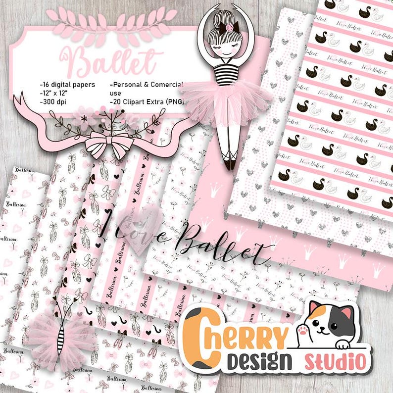 Ballet Digital Paper - Etsy