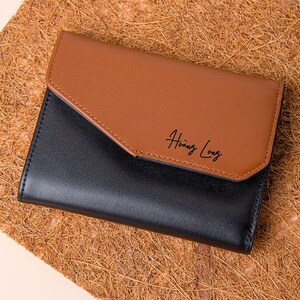 Cartera vertical de tres pliegues de cuero de primera calidad hecha a mano, regalo para hombres Cartera de cuero de calidad