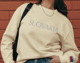 Slovakia | 100% Cotton | Long Sleeve Heavyweight Shirt | White Embroidered Text